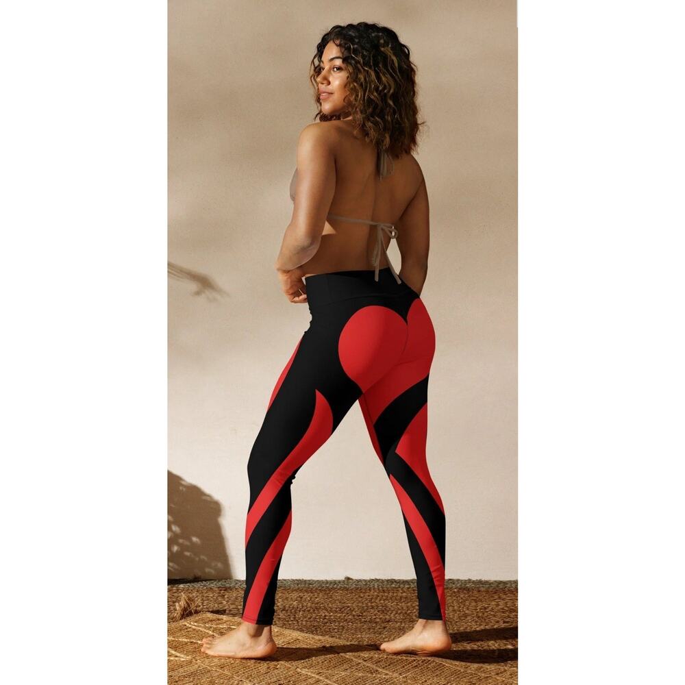 Fierce Pulse Yoga Leggings Sz Small Red/Black Heart NWOT Activewear MSRP $ 94